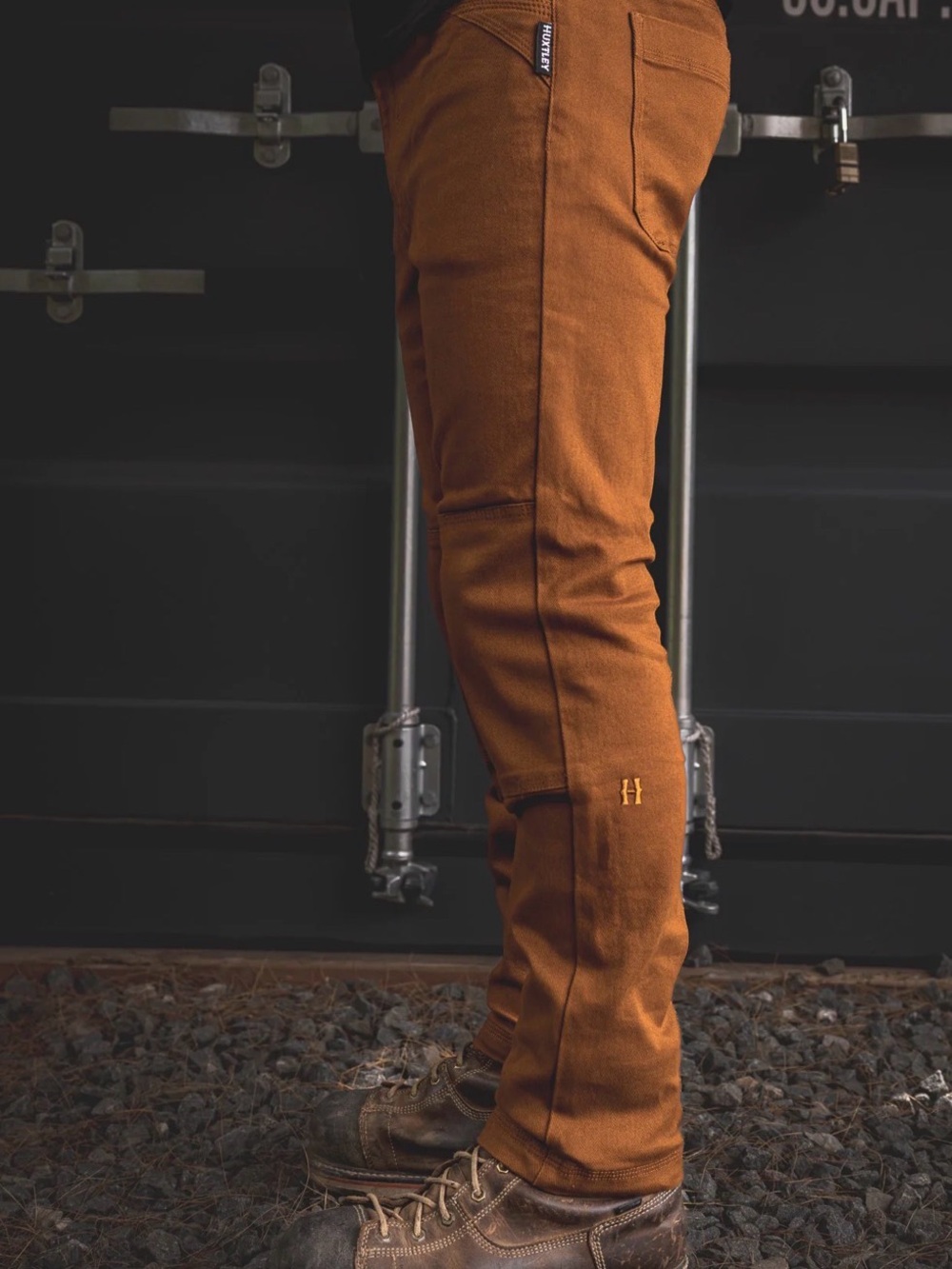 Huxtley Men's FX-1 Slim All Day Workwear Pants Whiskey Brown 32x30 - Picture 2 of 14